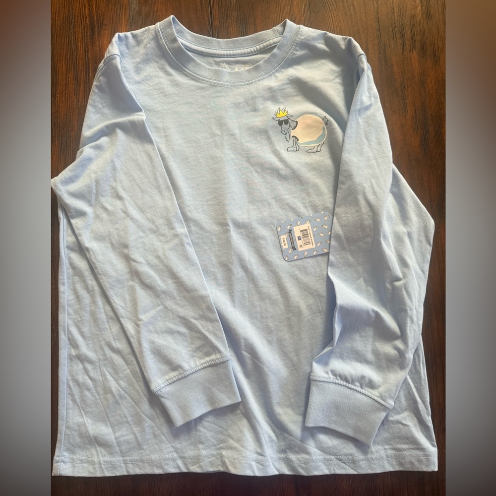 GOAT USA Light Blue KIDS L Long Sleeve Shirt- snowball fight champion! NWT!
